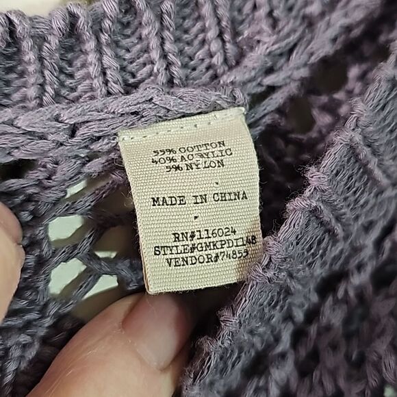 Dress by BKE Crocheted Style Top Fringed Bottom Gray Size Medium - Picture 3 of 4